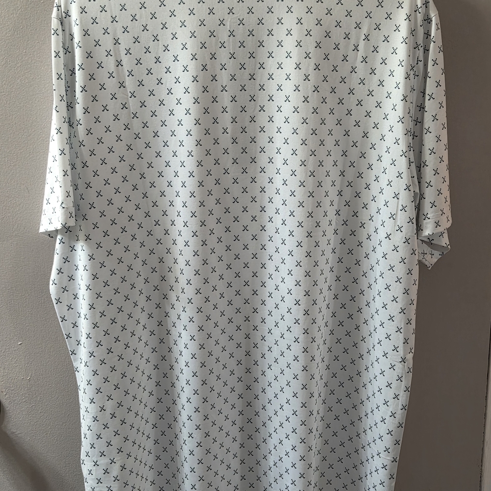 Ppolaflon White With Green Accent Color And Design Polo Golf Shirt. Sz L - Picture 4 of 8